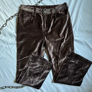 Free People Velvet Crop Flare Pants in Taupe Brown